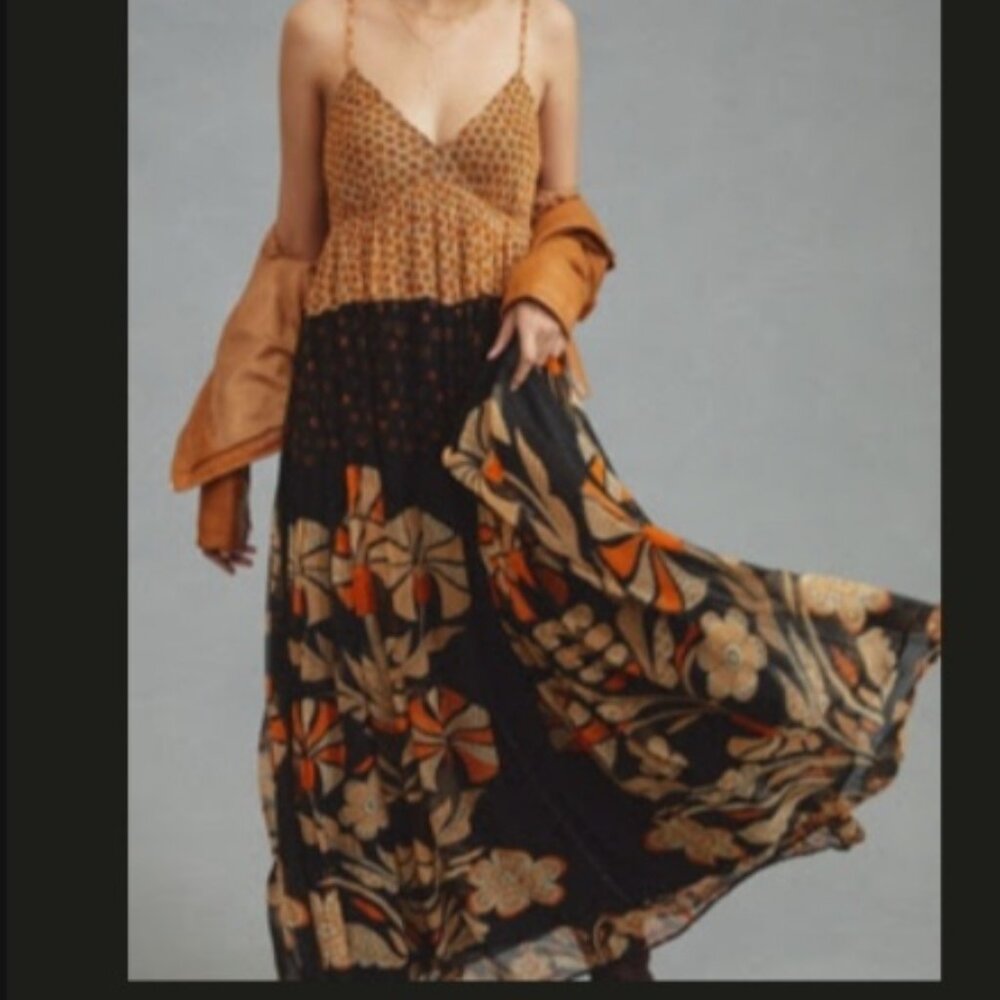 Anthropologie Forever That Girl Pleated Petitie Maxi Dress
